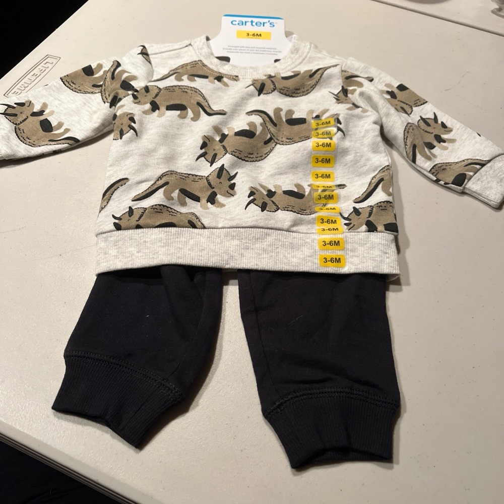 Carter's Dinosaur Print Outfit - Gray and Black
